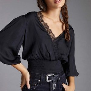 DOLAN LEFT COAST DEEP-V LACE TOP in XS